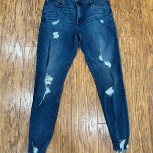 Stylish Blue Distressed Women's Jeans